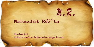 Maloschik Réta névjegykártya